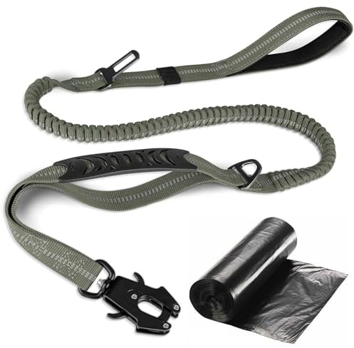 Strapazierfähige Taktische Hundeleine - 1.35-1.9M Hundeleine Verstellbar mit Müllsack, Stark Reflektierend Schnellverschluss Karabiner Sicherheitsleine Dog Leash Hundeleine für mittelgroße Große Hunde