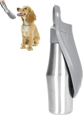 Gourde pour Chien avec Abreuvoir 750ml, Gourde Isotherme pour Chien Promenade, Bouteille d'eau Portable pour La Plupart des Tailles De Chiens