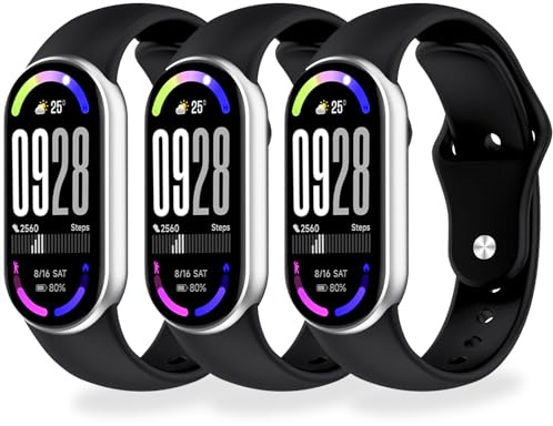 BABEJIA 3 Stycken Armband Kompatibla med Xiaomi Smart Band 10/9/8, Sportiga och Andningsbara, Metallisk Snabbfästkoppling