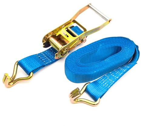 Ultra Heavy Duty Ratchet Straps 6m x 50mm Tie Down Securing Cargo Lashing Bale Webbing Straps 5000kg 5 Tonne Ton Break Strength Adjustable Tension Belt Lorry Truck Trailer Van Car Boat