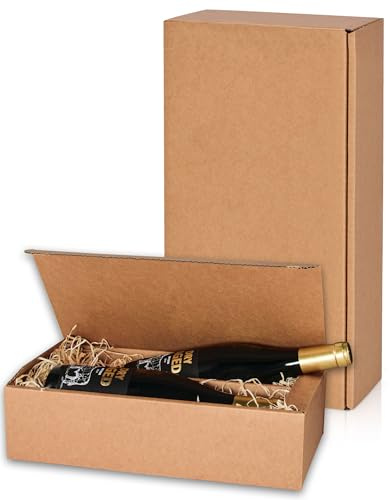 5x Flaschen Geschenkkarton - Geschenkverpackung für 2 Flaschen - natur - hochwertige Verarbeitung