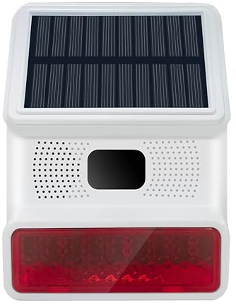 Sirena solare senza fili radio HXA523 compatibile con il sistema di allarme senza fili HUXGO | Sirena di allarme Smart Home resistente alle intemperie da 100 dB
