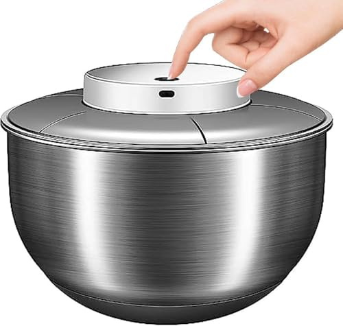 Essoreuse à salade électrique en acier inoxydable 4,5 L, essoreuse à laitue, lave-légumes et fruits, rechargeable par USB, passoire de cuisine, démarrage intelligent et arrêt automatique