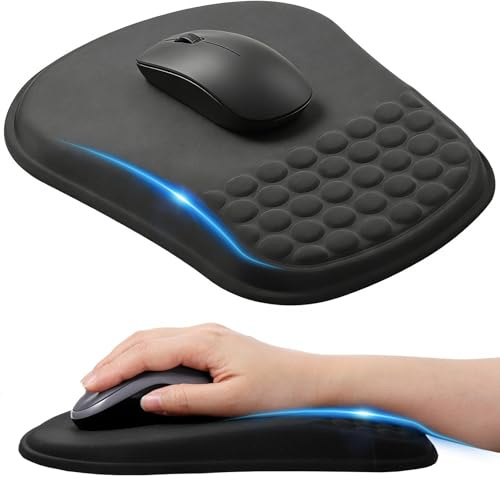 Musmatta med handledsstöd, ergonomisk musmatta med handledsstöd och halkfri PU-bas, hållbar, tvättbar, musmatta skrivbordstillbehör för kontor och spel