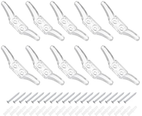 QUARKZMAN 10Pcs 65x12mm Grapas para Cuerda De Persianas, Soporte De Plástico, Ganchos para Cuerda De Ventana con Tornillos, Transparente