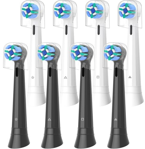 8 Stück iO Aufsteckbürsten Kompatibel mit Oral B iO 2/3/4/5/6/7/8/9/10 Zahnbürste Elektrische, 4 Weiß+4 Schwarz (4 Weiß+4 Schwarz)