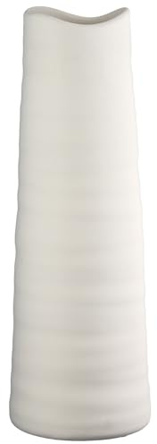 GILDE Bodenvase Morsum - Keramik - konisch - Creme matt - Höhe 56cm x Ø 16cm - mit Flizgleiter - Dekovase