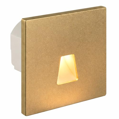 LED Treppenbeleuchtung 230V Modular – 3CCT Lichtfarbe Einstellbar, Magnet-Montage für 60/68mm Schalterdosen, Wandeinbauleuchte Treppe Stufenlicht Innen, 1,5W | Titanium Gold | Eckig - Trapez | MOD6