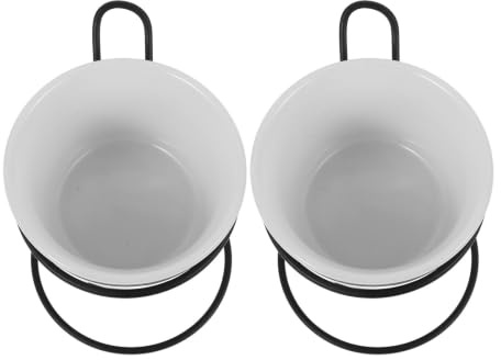 Gadpiparty 2 Sets Ceramic Chocolate Melter and Cheese Fondue Maker Set with Iron Frame, Multifunctional Melting Pot for Chocolate and Cheese, Keep Contents Warm for Home Use