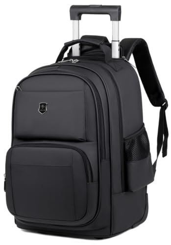 Boniffyy Reisetasche Mit Rollen Rucksack Business 2 In 1 Trolley Travel Bag Handgepäckkoffer Laptoptasche Rollkoffer Luggage Für Frauen Männer Reise Arbei，Schwarz