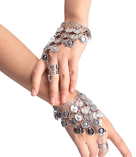 FSSTUD Bauchtanz Dreieck Münzen Armband Bauch Tanzen Schmuck Armbänder Hand Kette Hand Schmuck Silber