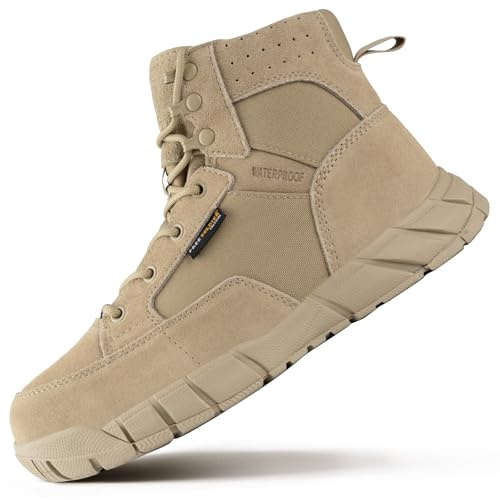 FREE SOLDIER Stivali da Uomo Ultraleggeri Stivali da Lavoro Tattici Militari 6 inch High-Tops Stivali da Neve Traspiranti Traspiranti per Camminare a Piedi (Abbronzatura 42 EU)