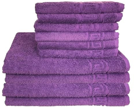 GMMH 10 TLG Set Handtücher Handtuch Set Duschtucher 100% Baumwolle 500g/m2 (Hell Flieder, Lila)