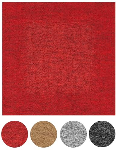aandiamo Teppichfliesen selbstklebend – 100 Stück, 40x40 cm Filz Bodenbelag für Wohnräume, DIY, leicht verlegbar & für Fußbodenheizung – Standard 16 m², Rot