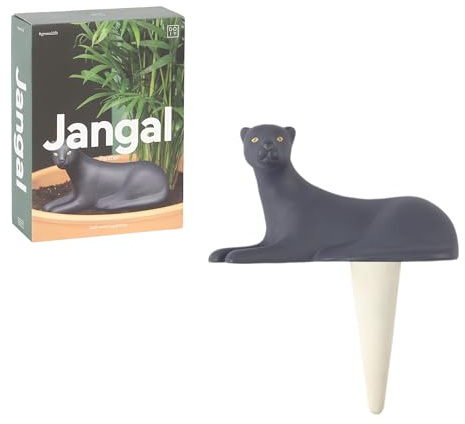DOIY - Pot Auto-arrosant - Design en Forme de panthère - Fabriqué en céramique - Distributeur d'eau pour Plantes - Idéal pour Les Vacances - Pot Auto-arrosant - Couleur Grise - 7x16x18 cm