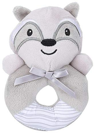 Baby Plüsch Rassel Spielzeug, Cartoon Tier Ring geformte Kinder Handglocken BB Squeaker Early Grasp Fähigkeit für Kleinkind Kinder(Waschbärhund)
