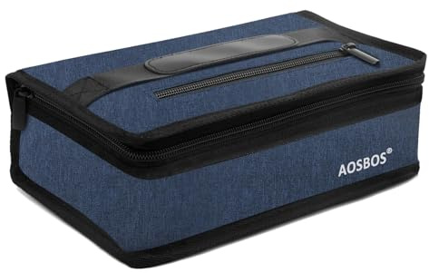 AOSBOS Kühltasche Klein Lunchtasche Herren Leicht Isoliertasche für unterwegs Kühlbeutel Brotdose Lunchbag zur Arbeit Schule Wasserdicht Reissverschluss 3,5L Blau | Herren Leicht Kühlbeutel Brotdose zur Arbeit Schule Wasserdicht Reissverschluss 3,5L