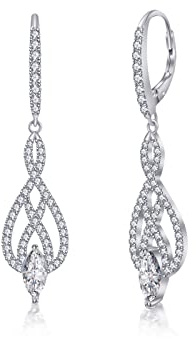 PHNIBIRD Keltische Ohrringe Hängend Silber 925 Ohrhänger mit Zirkonia 43mm | Hypoallergen, leicht und komfortabel, Ohrringe Lang,für Hochzeiten,Besonderen Anlässen,Funkelnd Zirkonia,Geschenk für Frauen