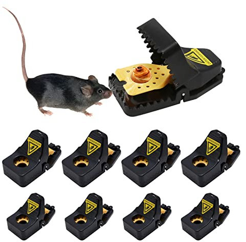 Hoypeyfiy 8er Set Mausefalle Profi Mäusefalle Köder Schlagfalle Kunststoff Mausefalle Rattenfalle Wiederverwendbar für Küche Zimmer Haus und Garten