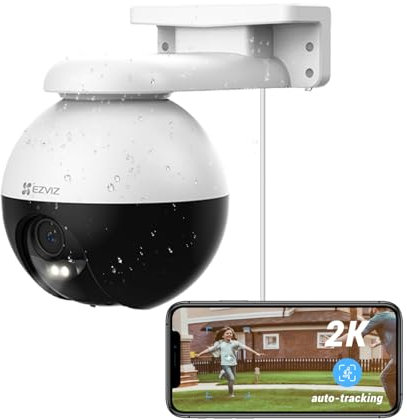 EZVIZ Cámara de seguimiento automático para exteriores, 2K, seguimiento de 12 puntos preestablecidos, cobertura visual de 360°, impermeable, visión nocturna a color, detección de personas y vehículos