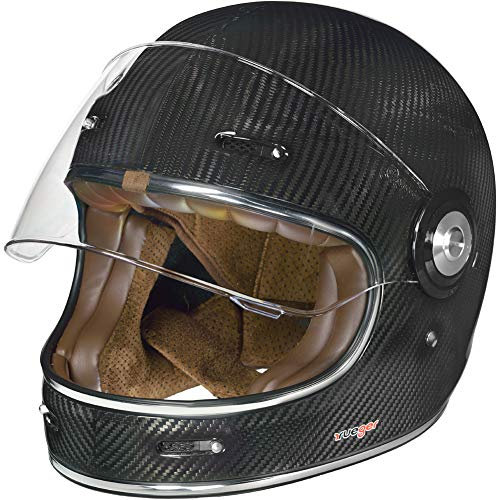 Carbon Jethelm Integralhelm Motorradhelm Chopper Café Racer Sonnenvisier Bobber, Farbe:RT-825 Carbon, Größe:L (59-60)