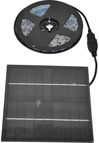 Striscia di luci solari per coltivazione, 5W 5m/16.4ft LED Lampada per coltivazione di piante a spettro completo con pannello solare, per serra, acquario, idroponica, succulenta
