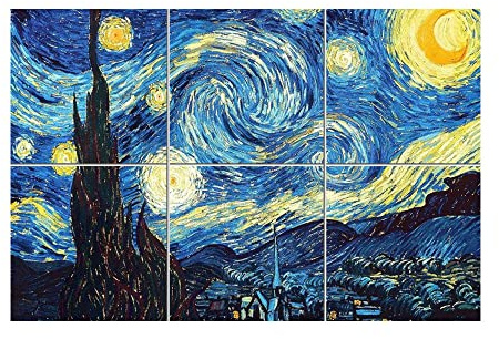 Cuadro mosaico de 6 baldosas cerámicas de cm. 20x20 con Linea Arte Print. Tamaño del mosaico cm. 40x60