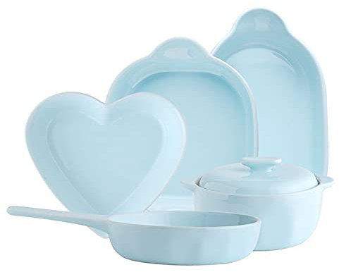 SERUMY Lasagnera da Forno Set di bakeware in Ceramica, Set da Cottura Blu glassa, teglia for Cucinare, Cucina, Cake Cena, Banchetto e Quotidiano, Set di 5 Lasagnere