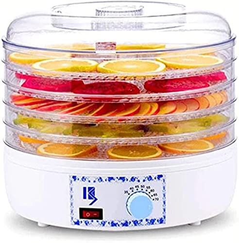 Deshidratador de Alimentos 5 bandejas Hogar Pequeño secador multifunción de Temperatura Ajustable Adecuado para Carne Seca Carne de Res Fruta Vegetal Comida para Mascotas Hierba