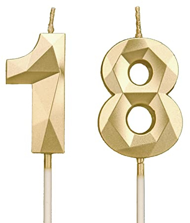 Velas 18 cumpleaños, velas con número oro, decoraciones para tartas de cumpleaños, bodas, aniversarios de empresa