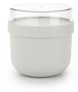 Brabantia - Make & Take Frühstücksschale 0.5L - mit Aufschraubbarem Topping-Behälter (180 ml) - Auslaufsicher - Große Öffnung - Gefriergeeignet - Spülmaschinen- & Mikrowellenfest - Light Grey