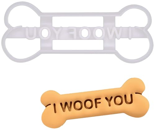 BAKERLOGY I WOOF YOU Hundeknochenform Ausstechform - Detailliertes Keksausstecher-Design zum Backen und Basteln, ideal für Fondant, Teig, Ton