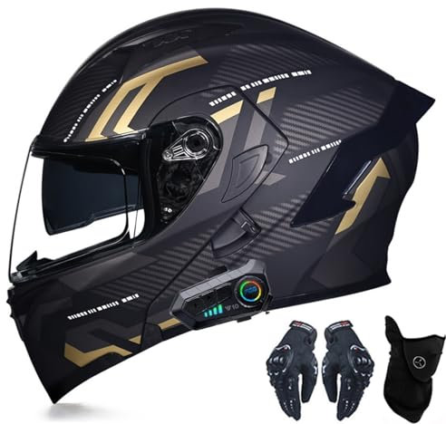 Klapphelm mit Bluetooth, modularer Vollhelm mit doppelter Sonnenblende, Motorradhelm, Unisex-Helm, DOT/ECE-Zertifiziert G,XXL=60-61CM