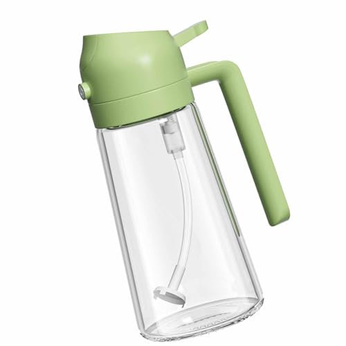 Pulverizador de Aceite de Oliva, Botella Dispensadora de Aceite de Vidrio Transparente de 470 Ml con Boquilla Pulverizadora, Pulverizador de Aceite, Pulverizador de Aceite (Green)
