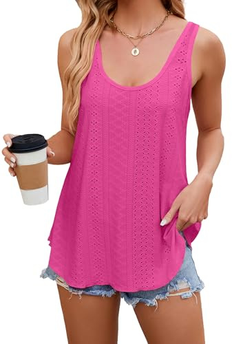 iChunhua Scoop Neck Eyelet Embroidery Vest Tops for Women UK