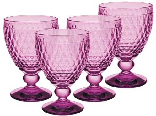 Villeroy & Boch Boston Berry Rotweinglas 4er Set, 200 ml, Kristallglas für Rotwein, Spülmaschinengeeignet, Rosa