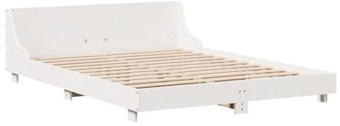 vidaXL Massivholzbett ohne Matratze Weiß 140x200 cm Kiefernholz