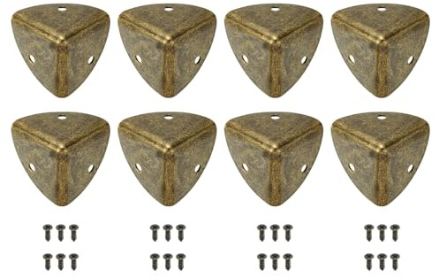 sourcing map 8 Pcs Decorative Box Corner Cover, 40mm Metal Edge Guard, Furniture Corner Edges Protector with Screws, Bronze