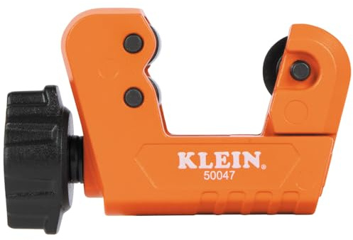 Klein Tools 50047 Mini Tubing Cutter, 1-1/8 Inch O.D. Cutting Capacity for Aluminum and Copper Tubing, Spare Blade Included