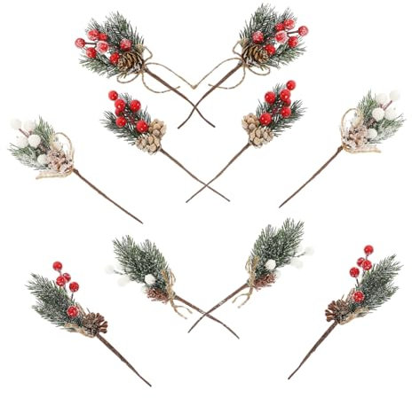 PRETYZOOM 10stücke Teiliges Künstliche Christbeeren Picks Mit Kiefernzweigen Langlebige Weihnachtsdekoration Für Basteln Vase Tischarrangements Passend Für DIY Adventskranz Festtagsdeko Und