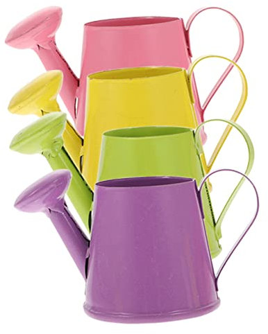 Sosoport 4pièces Mini Arrosoirs Métal pour Plantes Et Fleurs Kit Jardinage Portable Décoration Maison Et Garçon Fille pour Arrosage Intérieur Et Extérieur