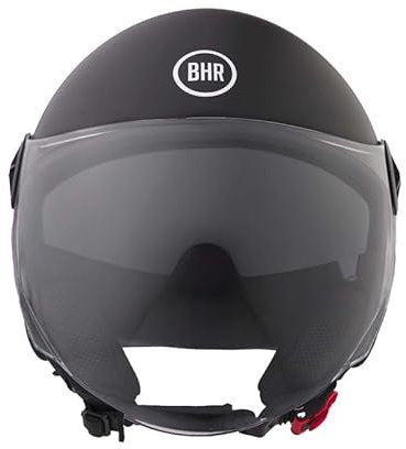 BHR Helm Demi-Jet 840 DUAL SHIELD - Scooter Helm Doppelvisir zugelassennach ECE 22.06 mit interner Sonnenblende und mikrometrischer Auslösung - Mattschwarz M