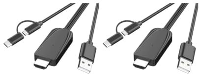 Tityvirnix Juego de 2 adaptadores 1080P tipo C/Micro USB a cable HDTV, 2 metros