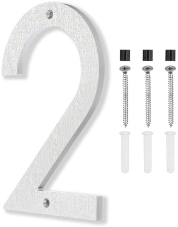 PATIKIL 8 Inch House Numbers, House Address Numbers Sign Large Floating Modern Home Number with Screws for Outside Door Wall Street, Silver, 2