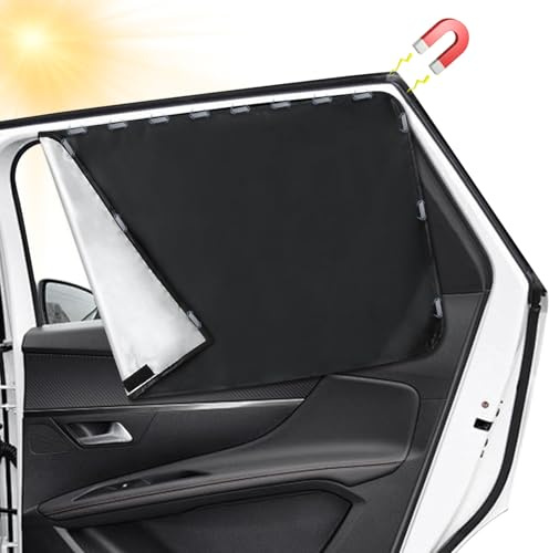 CHRI 2 Stück 50 x 80 cm Sonnenschutz Auto Sonnenblende mit UV-Schutz Universal Auto Fenster Sonnenschutz Magnetisch für Seitenfenster Kinder Erwachsene und Haustiere