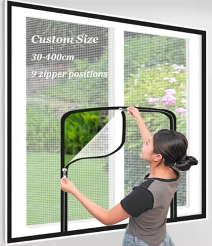 Moskitonetz,Fliegengitter,katzensicher Fensterschutz mit Reißverschluss | Insektennetz,Fensternetz,selbstklebend,Katzenschutznetz,Balkon-Sicherheitsschutz,einfache Installation