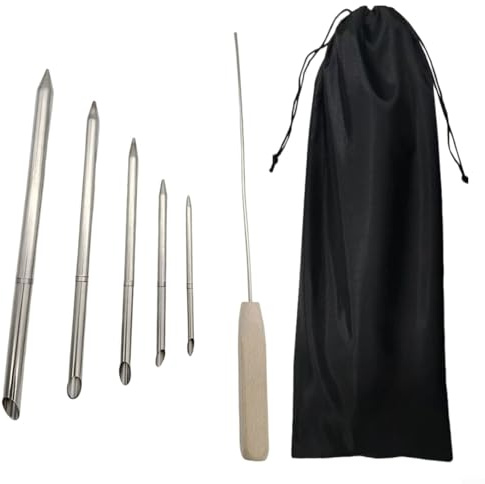 Allthingstore Lot de 6 aiguilles à lacer en acier inoxydable - 5 tailles - Outil de tressage pour voile, randonnée, gréement