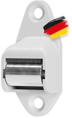 BAUHELD Gurtführung Rolladen [1 Stück] - Führungsrolle aus Stahl - Gurtdurchführung mit Bürstendichtung - Für Rolladengurt 14mm - Zu Rollladen-Gurtwickler Aufputz - Lochabstand 40mm - Weiß