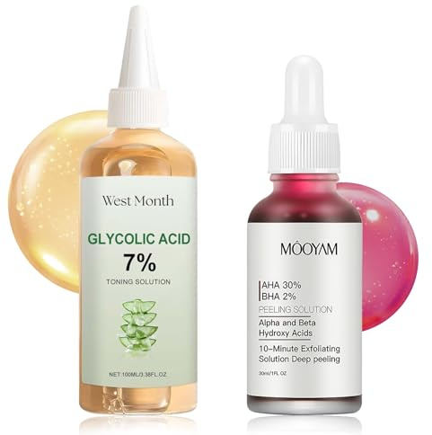 Acide Glycolique 7% Toner Visage,AHA 30% + BHA 2% Peeling Solution | Sérum Exfoliant pour le Visage,Glycolic Acid Toning Solution,Apaisant, Hydratant, Réduisant les Pores