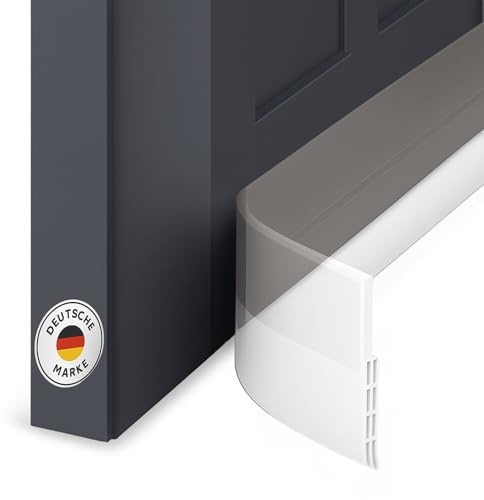 BUILDEXO Zugluftstopper für Türen 3er Set, Türdichtung unten selbstklebend transparent, 3 x 1 m zuschneidbar, gegen Zugluft, Kälte und Lärm, Türbodendichtung für Wohnungstür, Haustür und Balkon